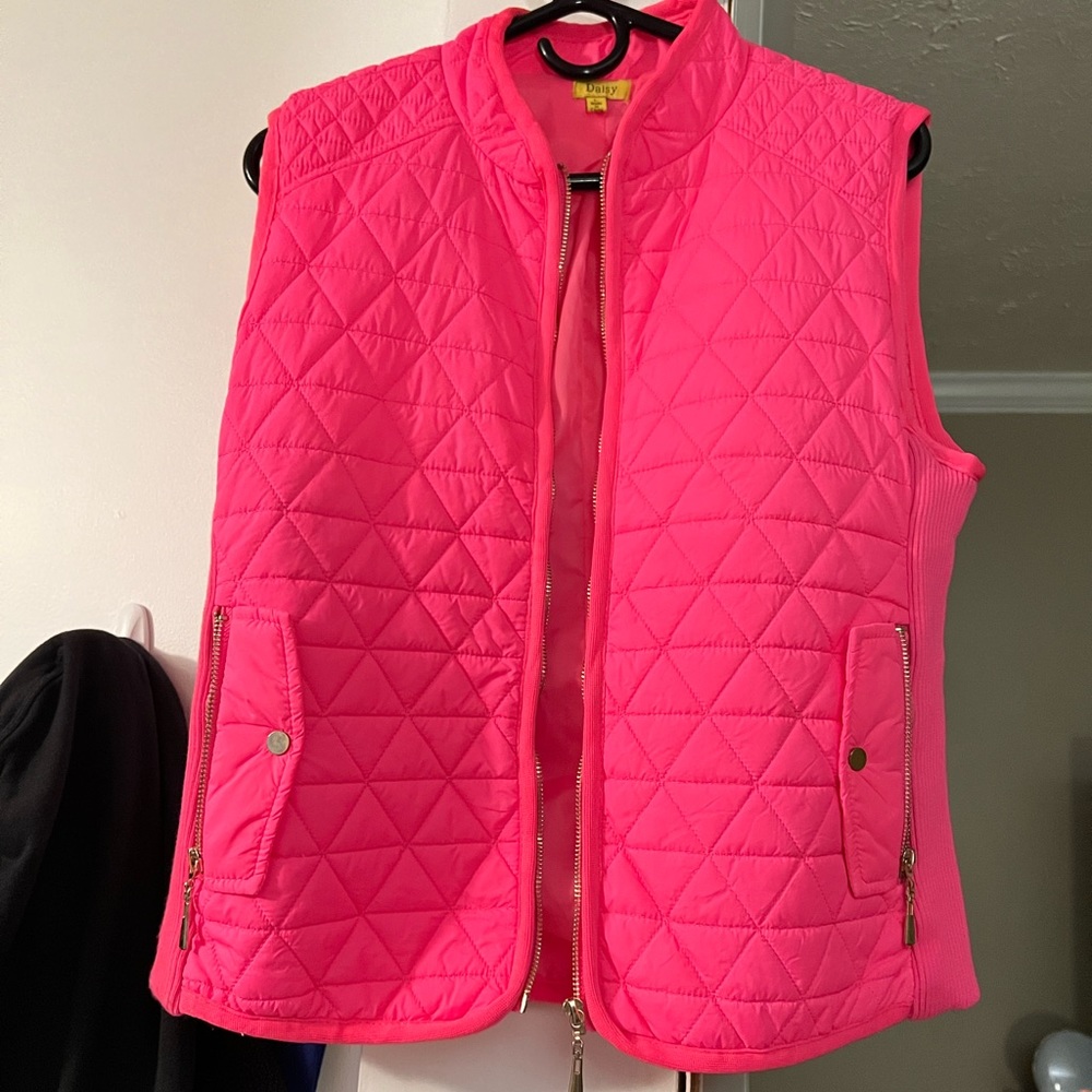 Hot pink puff vest